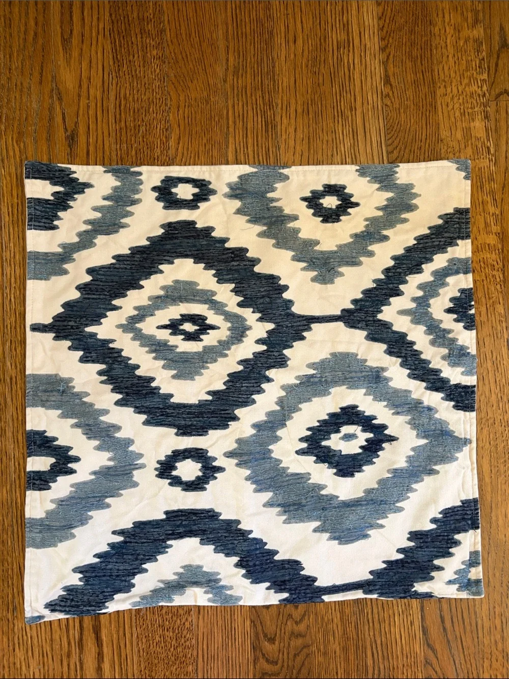 Pottery Barn Blue Embroidered Ikat Pillow Cover Cotton 18